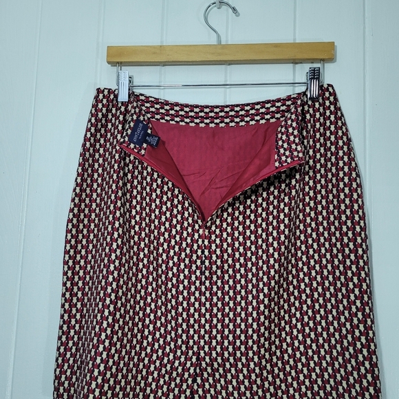 Ann Taylor 10P Pencil Skirt Rayon Blend Silk Lining Multicolored Geometric Print - Picture 3 of 8